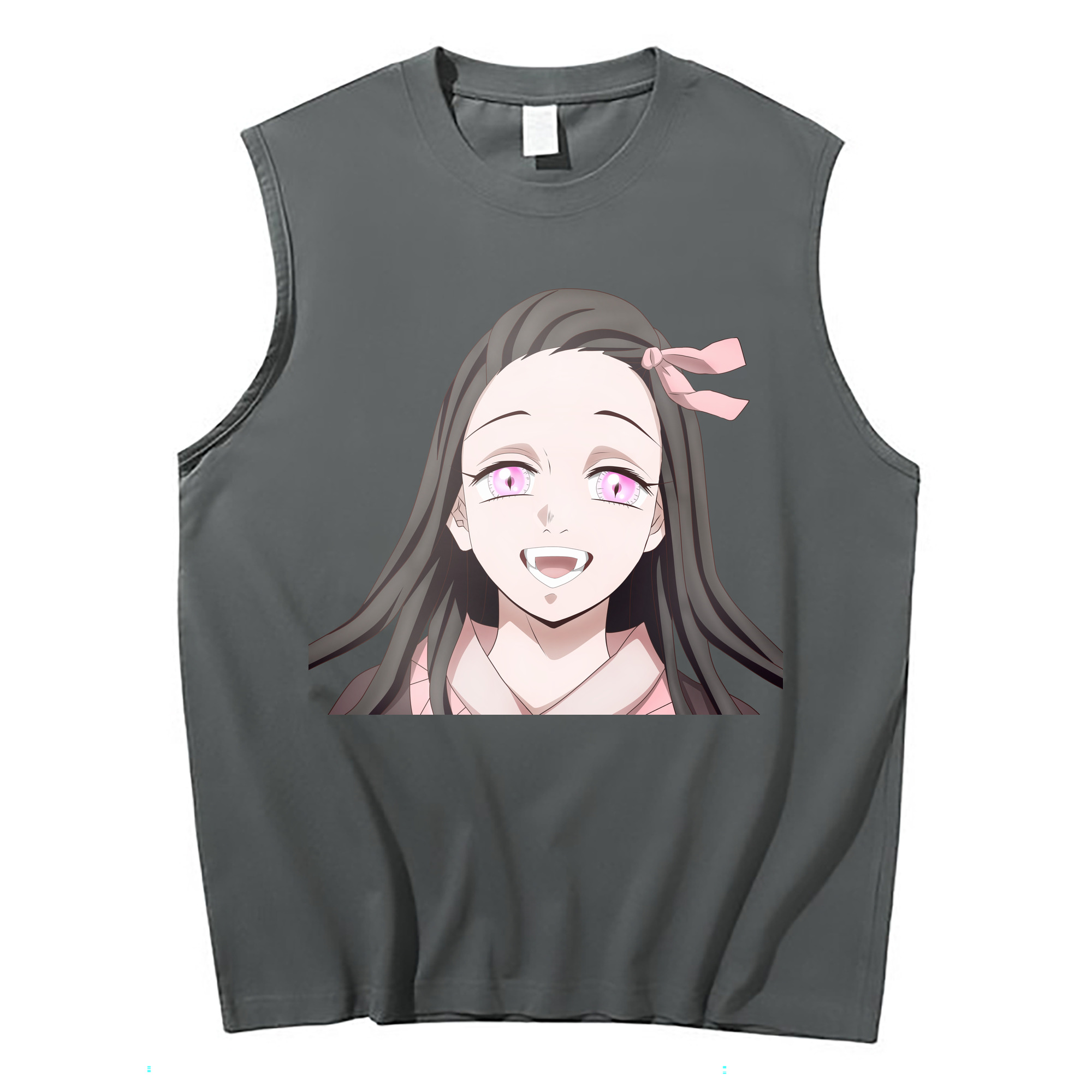 （画像用） 鬼滅の刃（きめつのやいば）竈門 禰󠄀豆子／かまど ねずこ Kamado Nezuko コットン100％タンクトップ（フロントプリント）